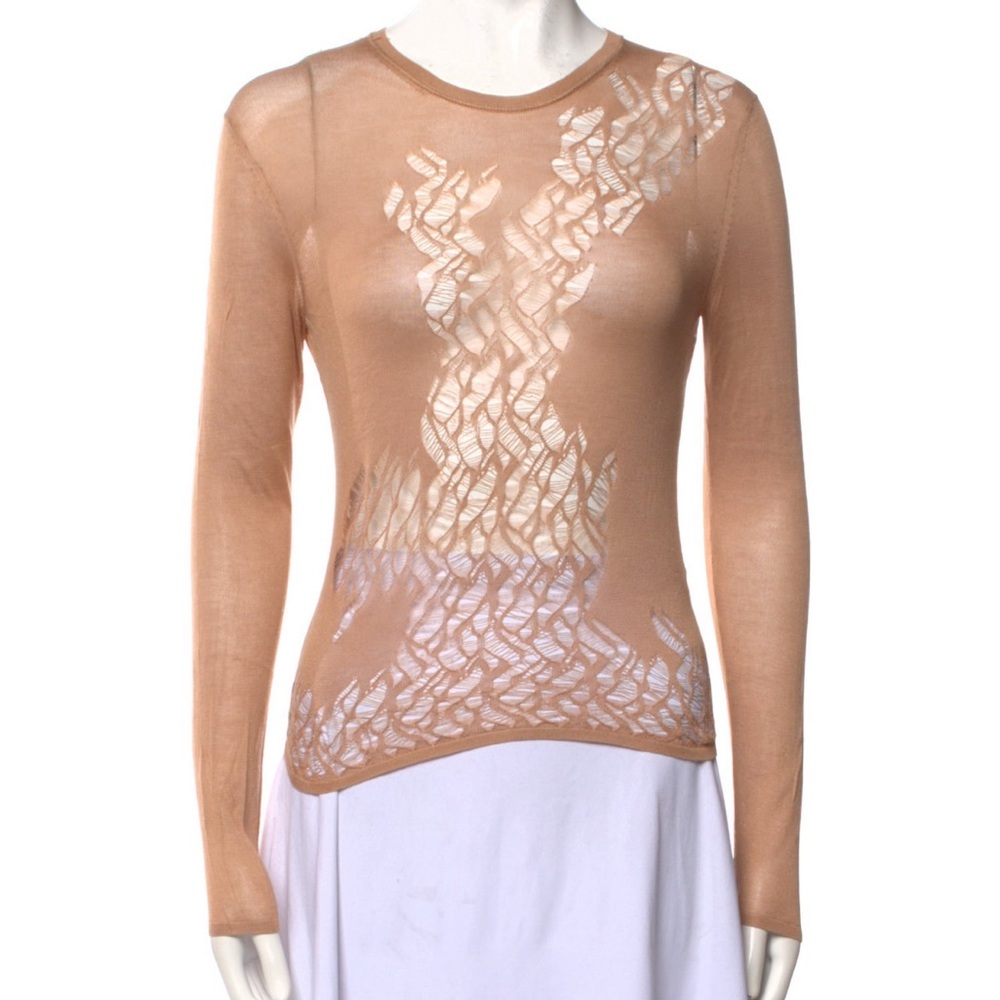 Gucci Tan Sheer Women's Blouse